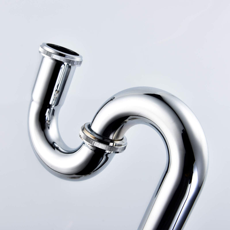 CIENCIA Sink Trap Brass S Trap for Bathroom Sink Kitchen Sink Sewer Pipe Drain Tube S Trap Chrome, WT04