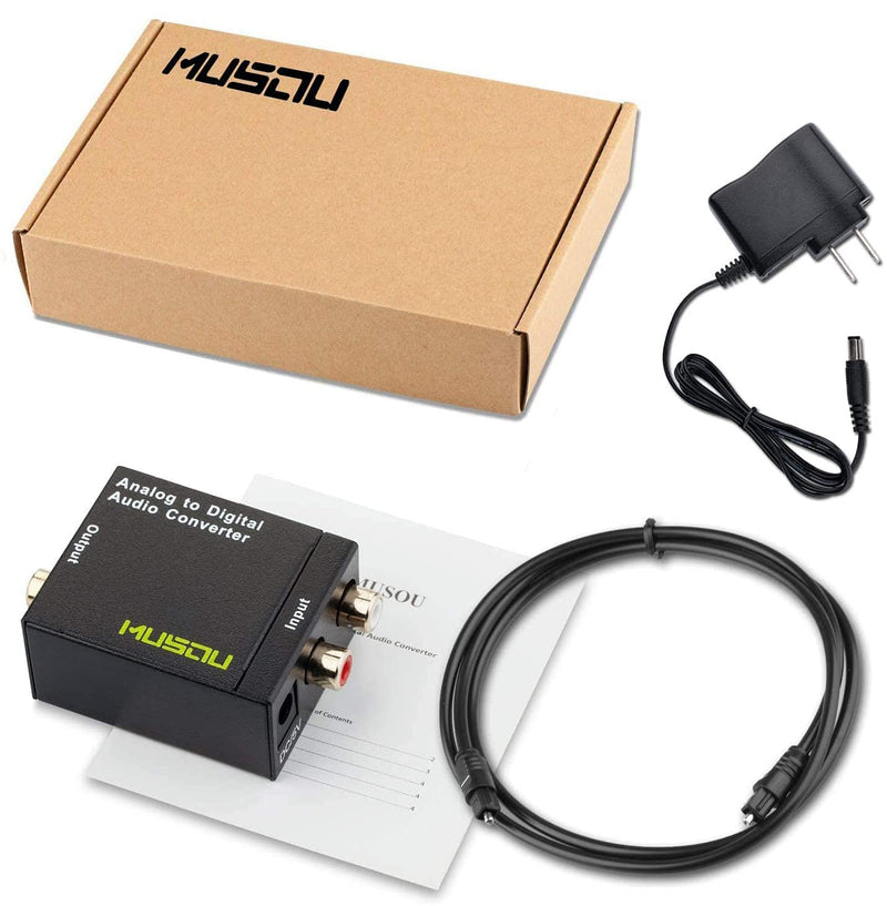 Musou RCA Analog to Digital Optical Toslink Coaxial Audio Converter Adapter with Optical Cable