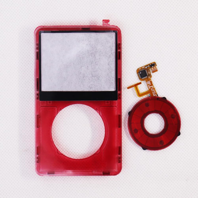 Clear red faceplate with clickwheel with Button Key for iPod Video 5th gen 30GB 60GB 5.5th gen 30GB 80GB Plastic housing case