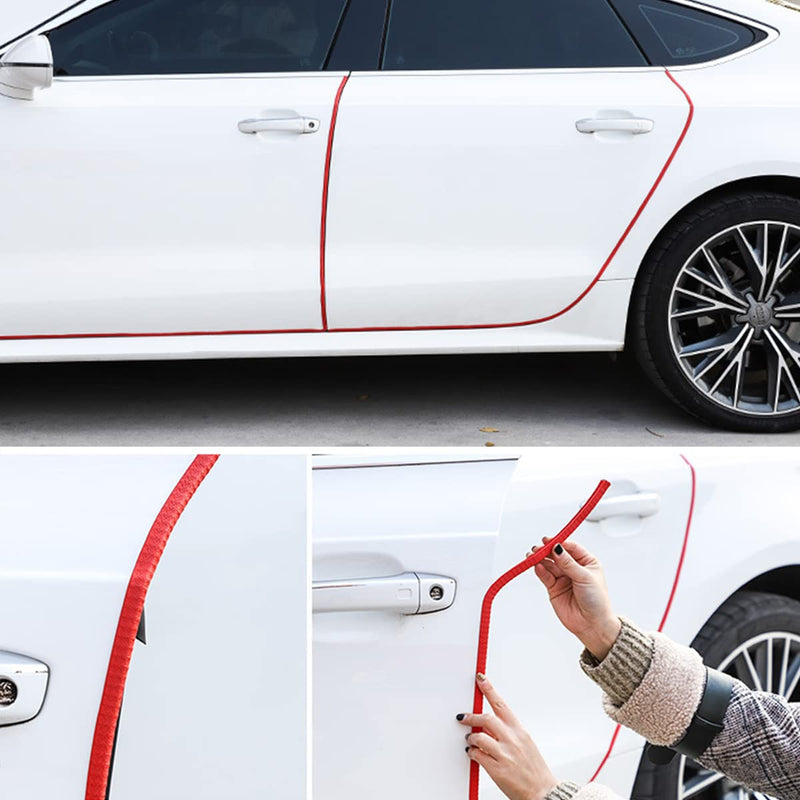 XINLIYA Car Door Edge Guards, 16Ft Universal Rubber Seal Protector U Shape Edge Trim Car Door Edge Protection for Most Car, Aluminum Boat Edge Guards (Red) Red