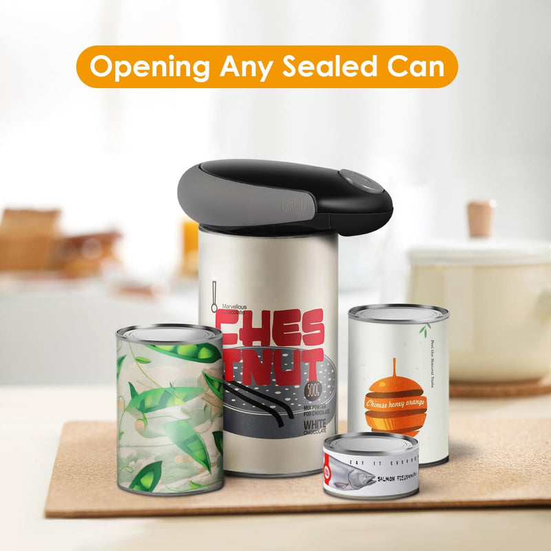 Electric Can Opener, Automatic Hands-Free Can Opener, Ergonomic Non-Slip Grip, Black