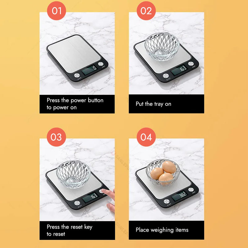 Digital Kitchen Scale, Food Scale for Bakers, Candle and Soap Making | Baking Scale for Precise Weight Measuring | Stainless Steel Large Platform Weighs up to 15kg