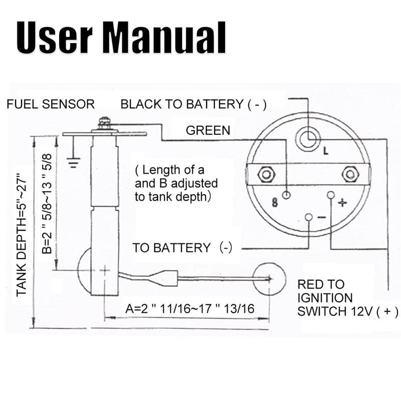 2" 52mm Fuel Level Gauge, 12V Fuel Tank Meter White LED with E-1/2-F Pointer for Car/Boat/Truck/Motorcycle