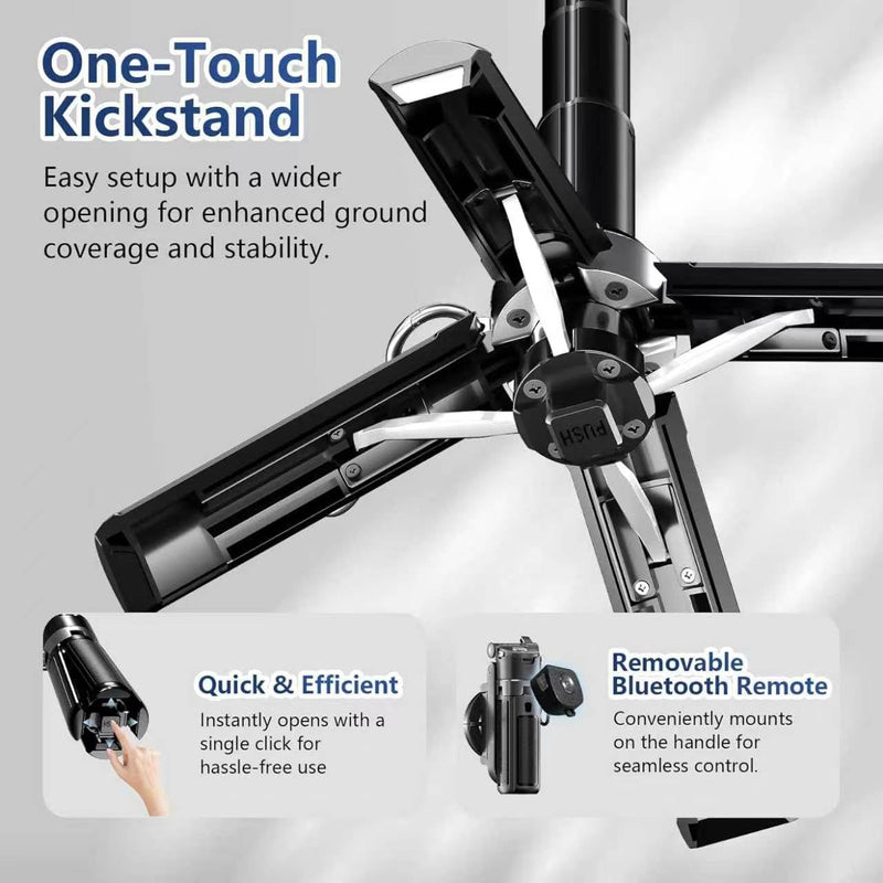 6-in-1 Magnetic Mini 20.5'' Selfie Stick for iPhone with LED Light. Can Converts into Mini Tripod/Phone Camera Grip/Handheld Stabilizer/Phone Stand. Selfie Stick with Rechargable Remote