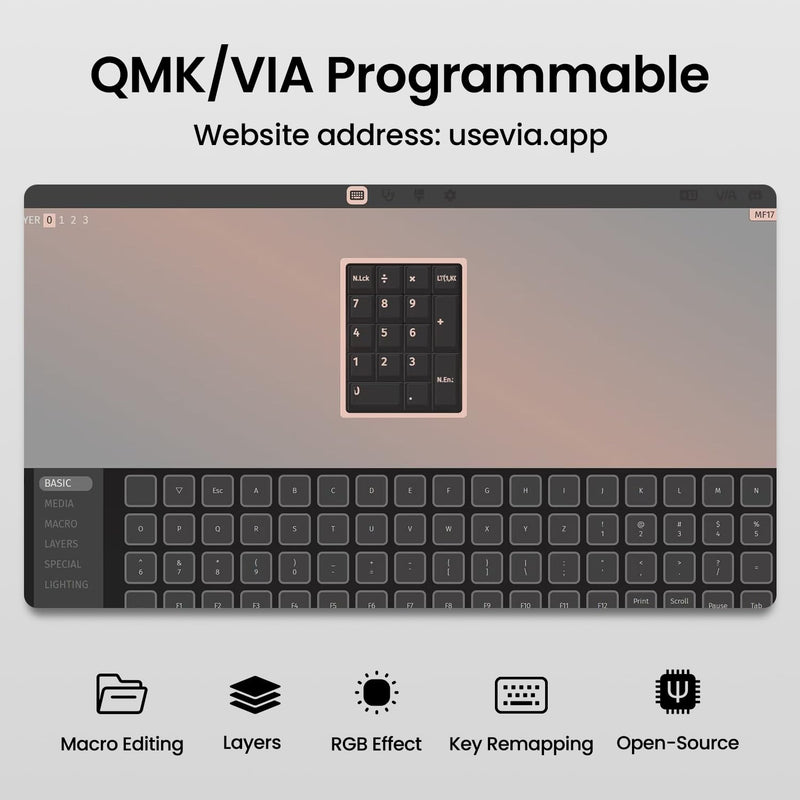Kisnt MF17 Mechanical Numpad for Excel Financial Data Entry | QMK/VIA Programmable, Wired 17 Keys Hot Swappable, Custom RGB with PBT Keycaps for Laptops PC Compact Keyboards (Black) Black
