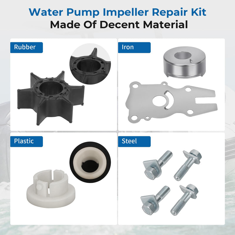 Water Pump Impeller Repair Kit for Yamaha Outboard 40HP 50HP 60HP 1995-Up 40/50/60/C40/P40/C50/F50/P50/F60 OEM# 63D-W0078-01-00 63D-W0078-00-00 63D-W0078-03-00