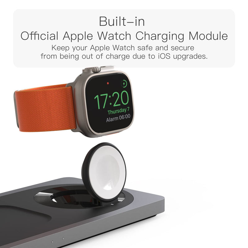 3-in-1 Charging Station for Apple Devices: used for iPhone and Watch Charging Station with Magsafe Charger Stand, Wireless Charger for iPhone15/14/13/12, Apple Watch 1-9/Ultra, AirPods 3 Pro Black