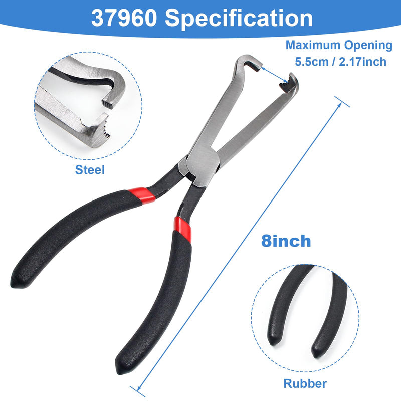 37960 Electrical Disconnect Pliers, 8 inch Automotive Electrical Connector Pliers for Auto Mass Air Flow Sensors, Fuel Injectors, Ignition Coils and Other Auto Parts (Red) 1*Straight Red