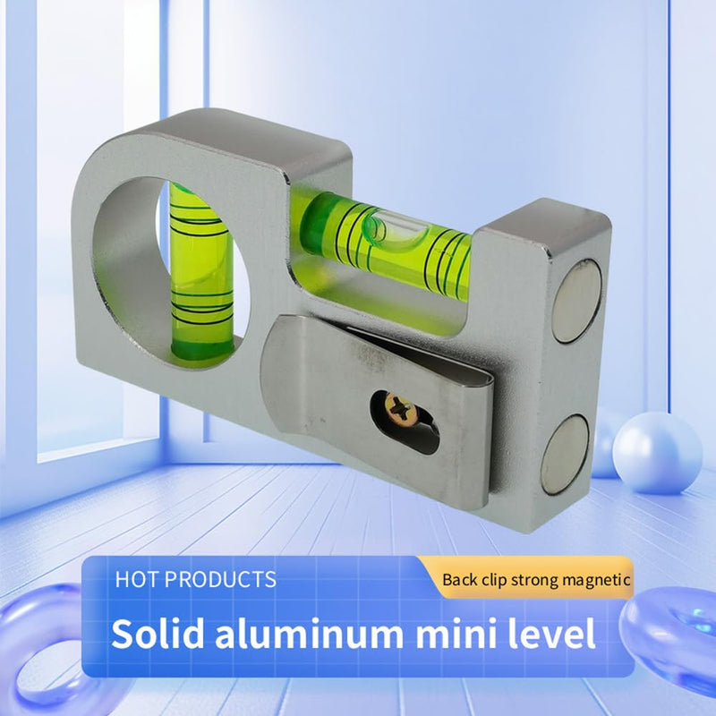 Solid aluminum alloy Mini level ruler portable mini level bubble meter with magnetic function TV stand installation (Silver Green) Silver Green