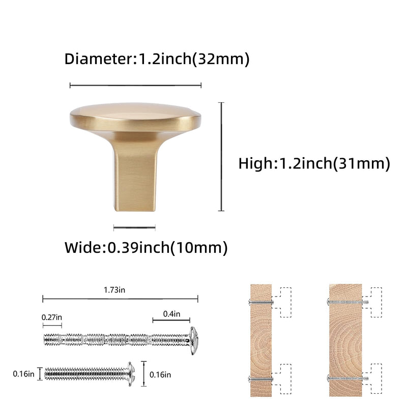 COTYKILEY 10 Pack Champagne Bronze Kitchen Cabinet Knobs Drawer Pulls Solid Round Drawer Knobs Dresser Knob Gold Cabinet Hardware