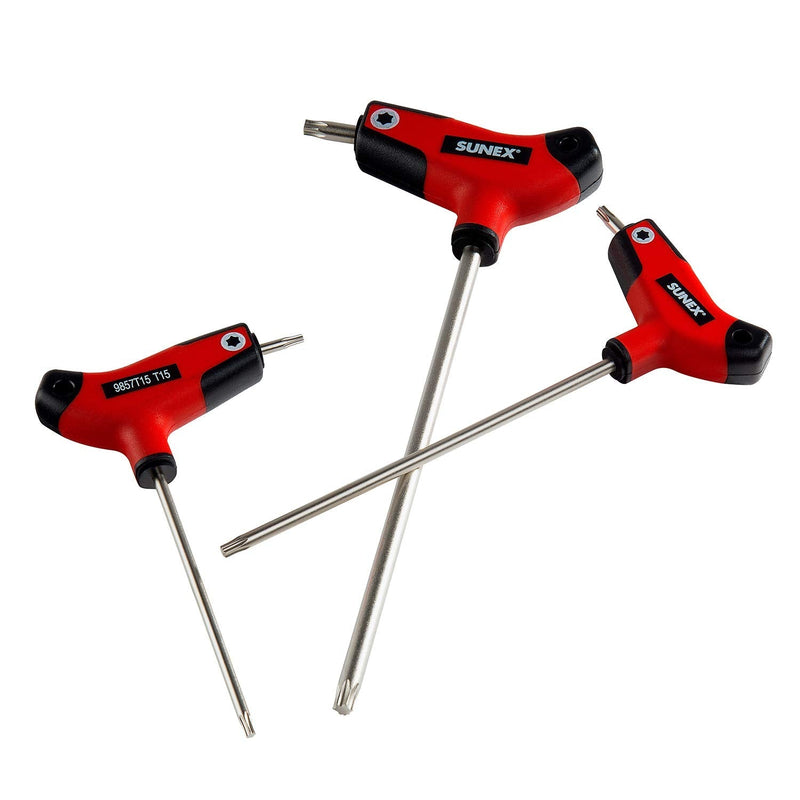 Sunex 9857T, Star Hex Key Set, 7Piece, T10 to T40, Comfort Grip, Rubber Overmolded Handle, Storage Tray Hex Key Set, 7 Piece