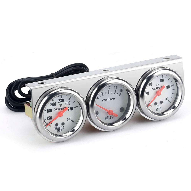 2'' Triple Gauge Kit Volt Gauge Water Temp Gauge Oil Pressure Gauge