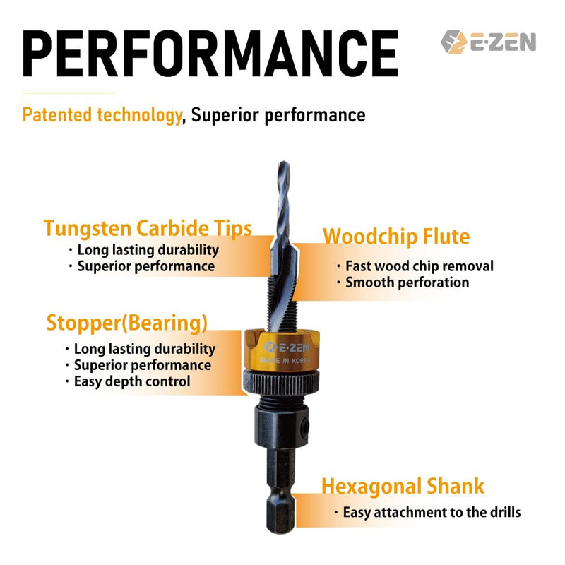 Depth Adjustable Countersink Drill Bit (3 x 8mm, 1/8" x 5/16") 1PCS 3 x 8mm (1/8" x 5/16")