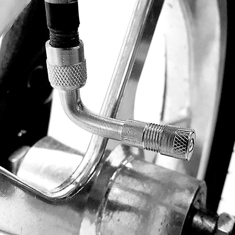 6 PCS 45 Degree 90 Degree 135 Degree Metal Valve Stem Extenders, Universal Valve Stem Extensions Compatible for Dual Wheels Passenger Cars, Stroller, RV, Motorcycles, Bicycles, Trailers 6PCS Silver