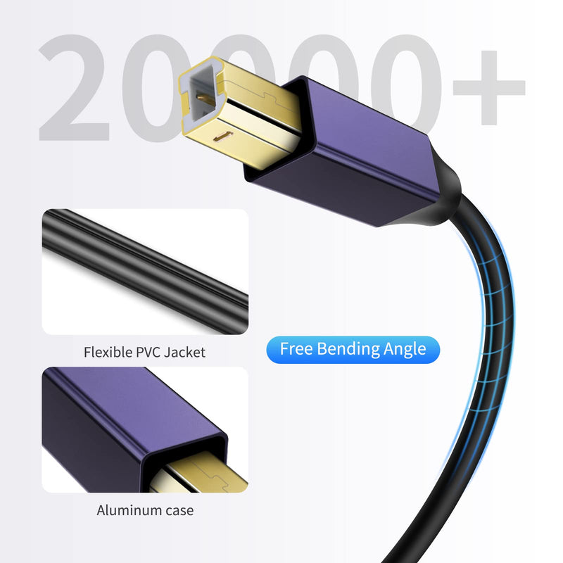 Active USB 2.0 Printer Cable100ft - A-Male to B-Male High Speed Printer/Scanner/Repeater Cable for HP, Canon, Epson, Dell, Samsung etc Morandi Purple 100FT