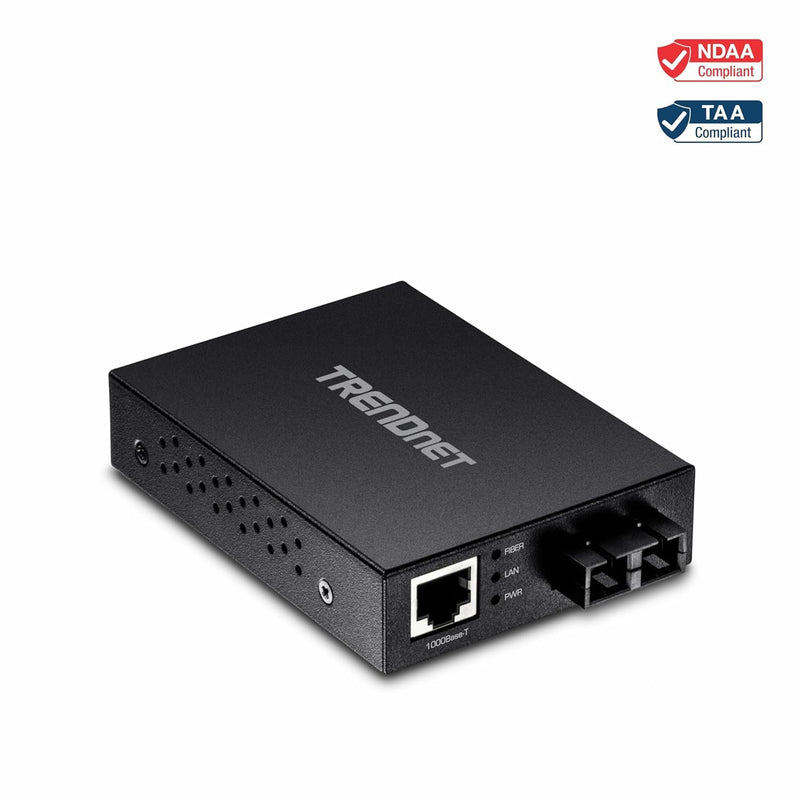 TRENDnet 1000Base-T to 1000Base-SX Multi-Mode SC Fiber Converter, up to 550M (1800 ft.), 2 Gbps Switching Capacity, TFC-GMSC 550 M Gigabit
