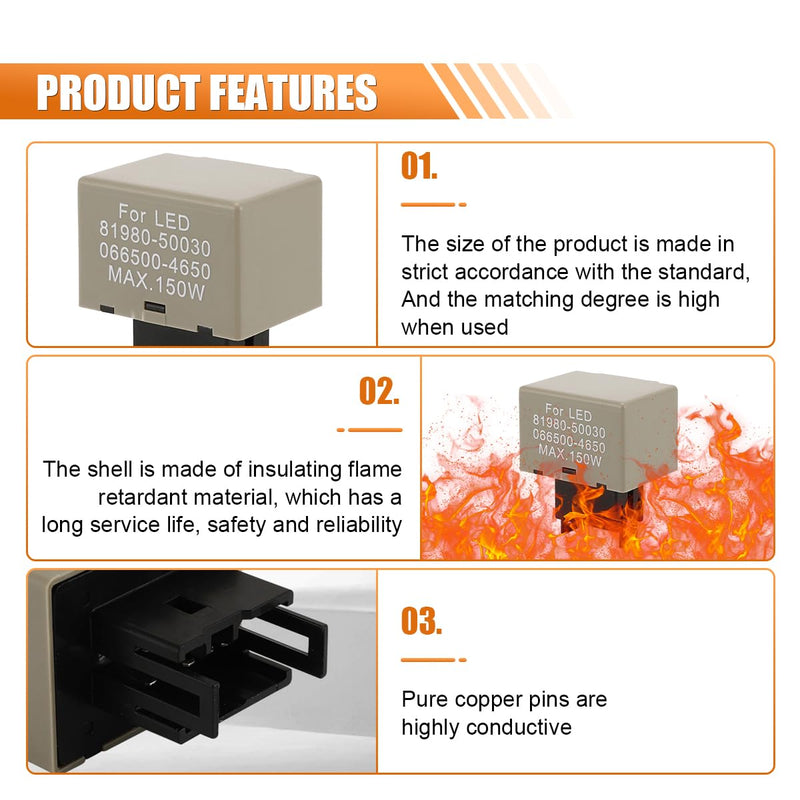 Car LED Flasher Assy Relay, 8 Pin LM449 81980-50030 066500-4650 Auto Turn Signal Relay, Car Light Accessory to Fix Hyper Flashing, Tits Lexus Scion Turn Signal Light Bulbs