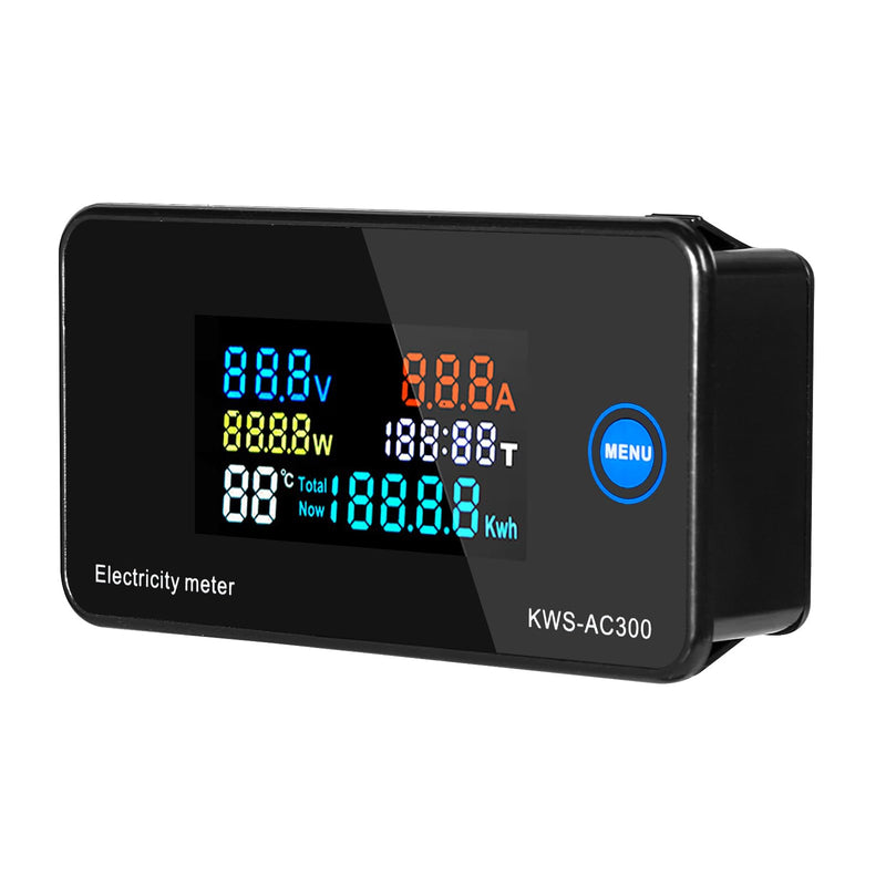Jadeshay Digital Voltmeter Ammeter Multimeter Panel, AC 50-300V 0-100A LCD Voltage Current Meter Power Energy Meter with Closed Transformer KWS-AC300
