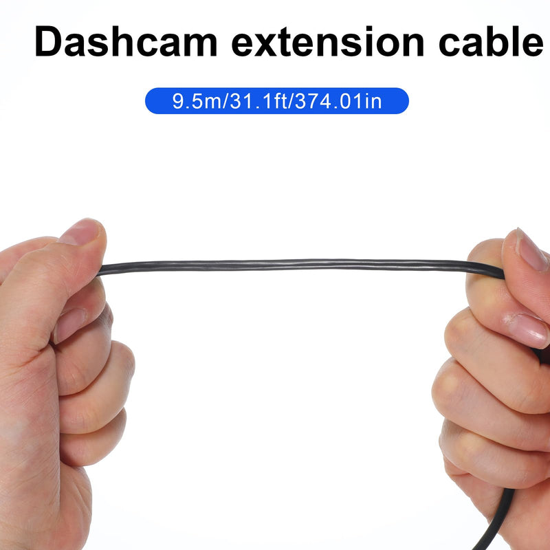 1 Pcs 31FT Backup Camera Extension Cable | 4 Pin Male to 2.5mm Male Plug, Pure Copper, 31FT Long, for Car, Truck, RV, Bus, Dash Cam, Reverse Mirror