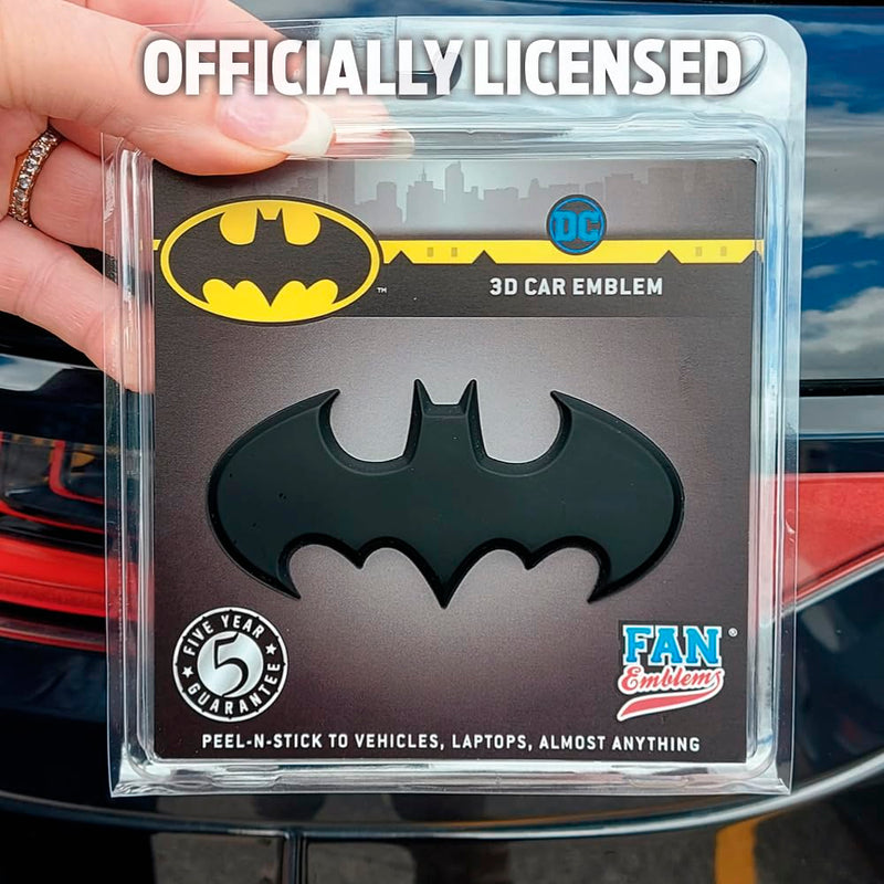 Fan Emblems Batman Car Emblem - 1989 Batwing Batarang Symbol 3D Auto Badge - Color: Matte Black - Size: 3.8 x 1.8 x 0.2 inches - Officially Licensed DC Car Accessories 1989 Batman Batwing 3D (Matte Black)