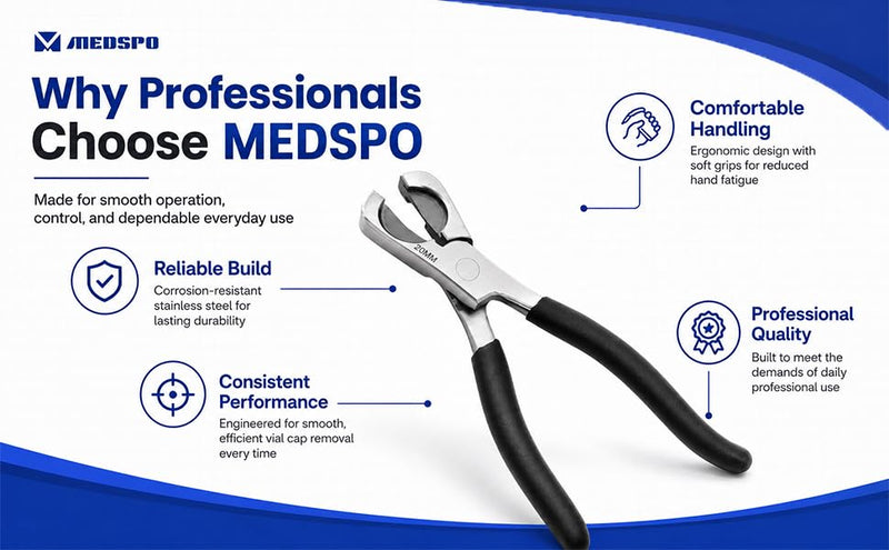 MEDSPO Dual Action Vial Opener and Vial Decapper | Durable Ergonomic Vial Cap Remover | Easy to Use Vial Opener Tool | For Medical Applications and Opening Pharmacy Medicine Bottles (13mm x 20mm) 13mm x 20mm