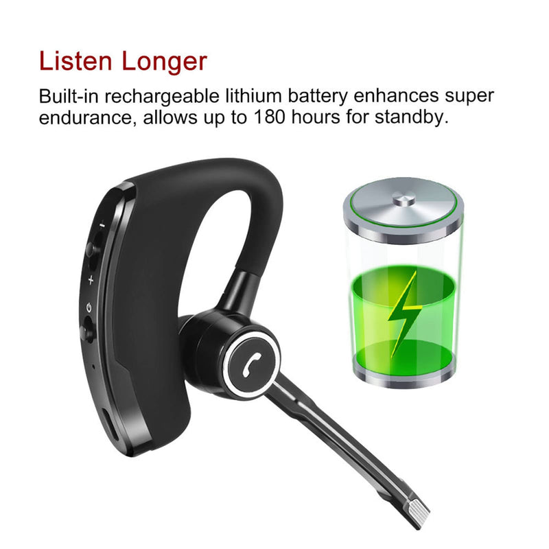 Zerone V8s Bluetooth Headset Car Earpiece Handsfree 120H Standby Time Business Bluetooth Earpiece Headphone Clear Voice Capture in-Ear Earbuds for Cellphone