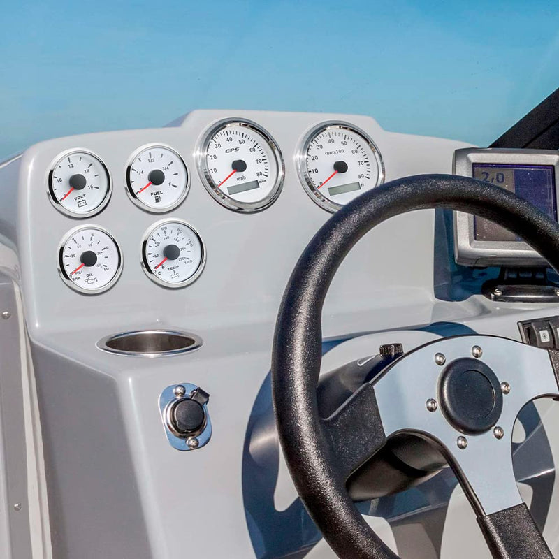 ARTILAURA 7 Color Water Temp Gauge 2-1/16" 52mm Water Temperature Gauge 30-250℉ / 40-120℃ for Car Auto Boat Marine White Water Temp F