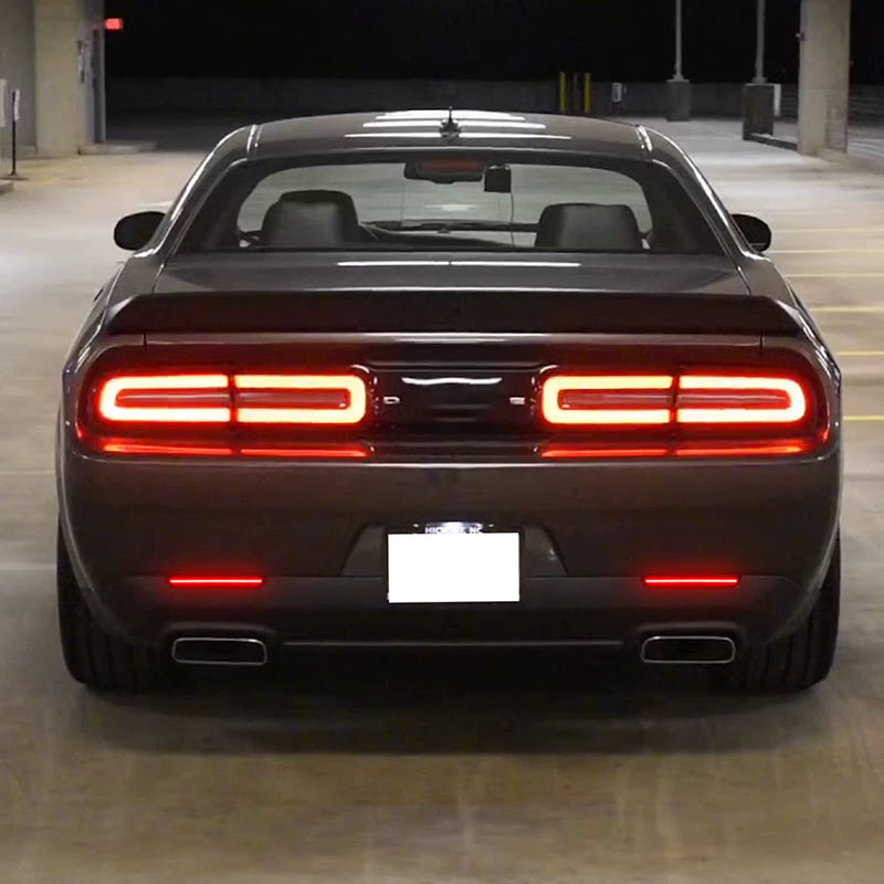 R&F Auto LED Rear Bumper Reflector Lights Compatible with Challenger 2015-2022 Rear Bumper Reflectors Brake Lamp Red Lens, Reflector Tail Light Kit Powered by 80-SMD lamp Chips