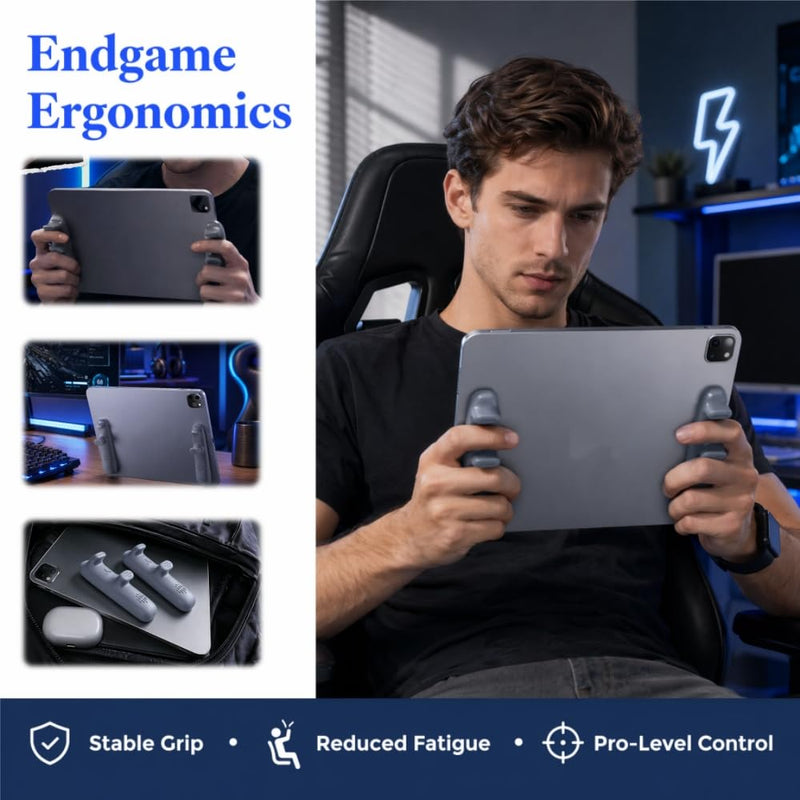 1 Pair Gaming Grip Handle for iPad and Android Tablets, Anti-Slip Silicone Hand Holder with Six-Finger Multi-Trigger Control, Washable Reusable Tablet Game Controller for Mobile Gaming
