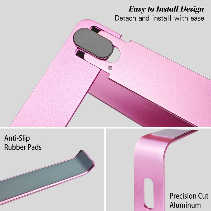 Bling Aluminum Laptop Stand,Glitter Ergonomicic Computer Stand for Desk with Sparkle Rhinestones,Detachable Notebook Riser Compatible with Air, Pro, Dell, HP, 10-15.6" Laptops (Pink) Pink