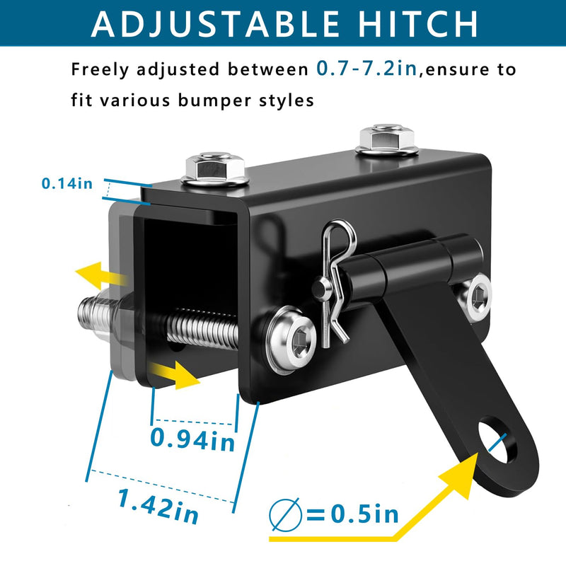 Universal Snowmobile Bumper Hitch，Adjustable Heavy Duty Steel Snowmobile Sled Trailer Tow Hitching Kit Compatible with Doo Polaris REV Arctic Cat Yamaha