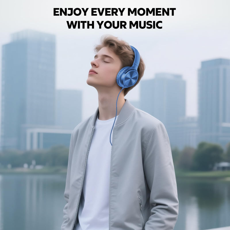Cowyawn USB C Headphones Wired, Over Ear USB C Wired Headphones with Microphone, Volume Control, HD Stereo Sound, Foldable USB Type C Headphone for Adult/Teens/Laptop/Computer/iPhone 15/16/17, Blue