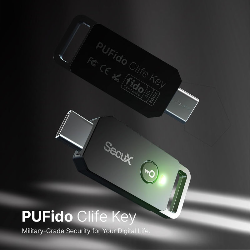 SecuX PUFido USB-C Security Key with PUF Technology, FIDO2/U2F Certified, Hardware-Rooted Unclonable Security for Passwordless Login and 2FA Authentication 1