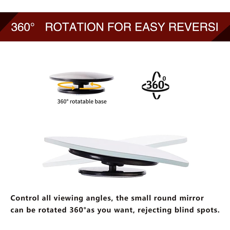 2 PCS Car Blind Spot Mirror, 1.9In x 1.9In HD Convex Frameless Glass PC Vehicle Rearview Mirrors Accessories with 3M Adhesive, Universal Fan-shaped Automotive Reflective Assist Mirror (Silver)