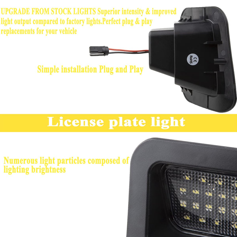 License Plate Lights Fits for 2003-2018 RAM 1500 2500 3500 Pickup, Set of 2 Truck Number Lamps Assembly Led Tag Light Kit, 6000K White