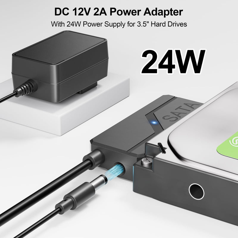 SATA to USB Adapter with Power, USB 3.0 to SATA III Converter with 12V 24W Adapter External Hard Drive Cable for 2.5 3.5 Inch HDD SSD UASP Seagate WD Hitachi Toshiba 1 SATA to USB 3.0 with Power