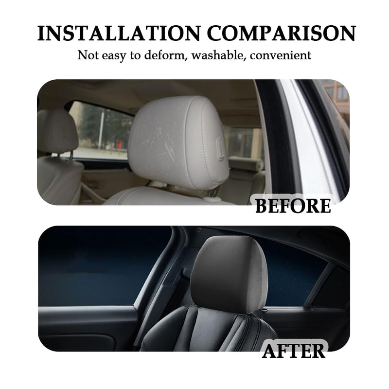 2PCS Car Headrest Cover,Stretchy Fabric Car Seat Headrest Cover for Protect & Avoid Scratches,Removable Head Rest Covers for Car Seat Suitable for Most Car Headrest Accessories (Black) Black