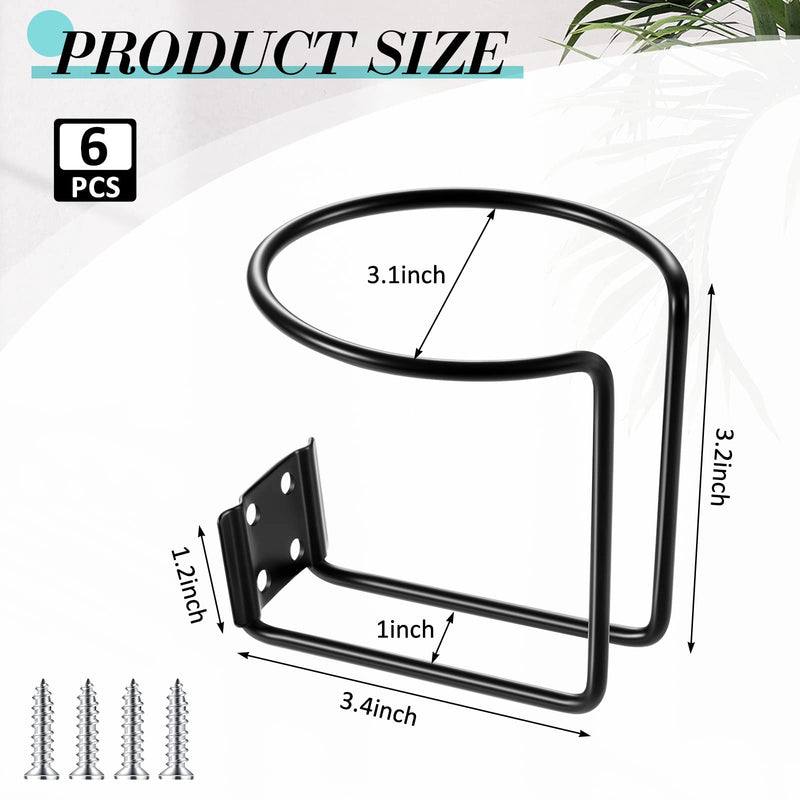 Shimeyao 6 Pcs Stainless Steel Boat Cup Holder Mount Drink Holder Universal Cupholder Boat Ring for Beverage Mugs Bottles Marine Yacht Truck Trailer RV, Black