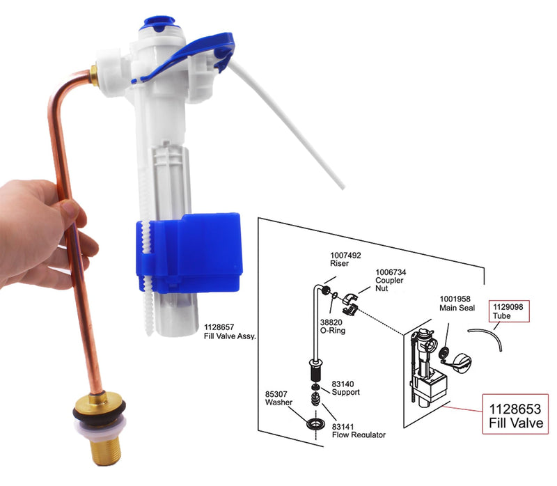 Toilet Fill Valve Fit for KOHLER, Toilet Replacement Parts Toilet Flusher Replacement Compatible with Kohler San Raphael ‎04-9164/1058910 Fill Valve Service Kit