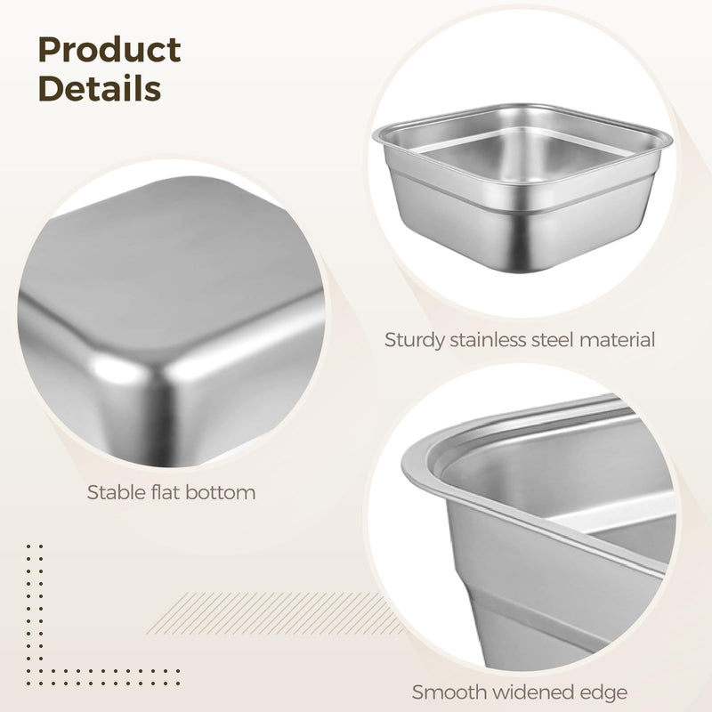 Stainless Steel Washing Basin, Versatile Sink Dish Tub, Large Square Kitchen Container, Vegetable Cleaning Bowl, Sturdy Dishpan for Home Use Kitchen Sink Dish Tub (32.8 CM/12.9 In)