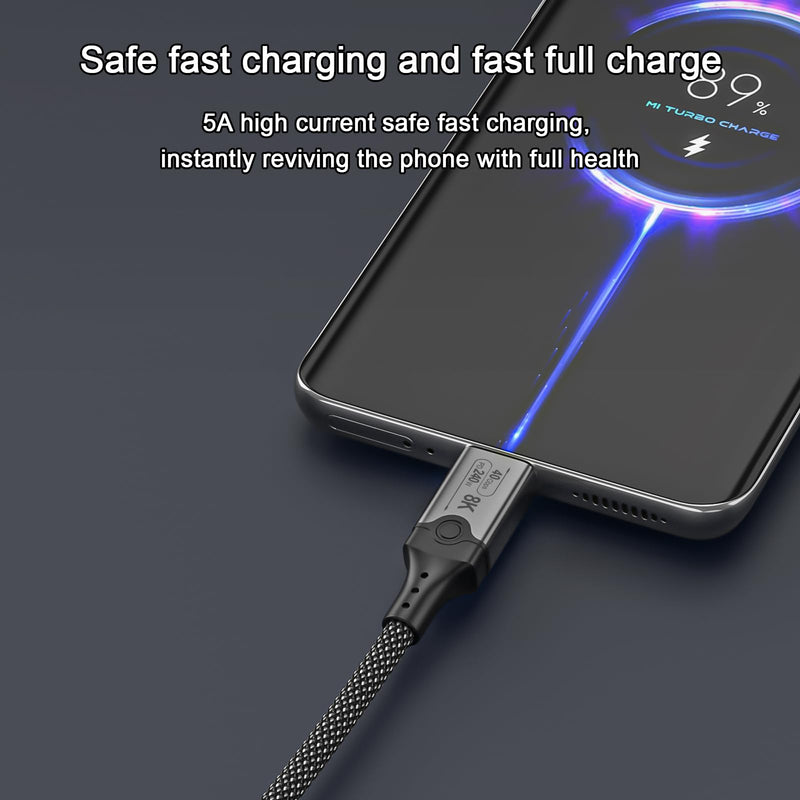 Thunderbolt 4 Cable 6.6ft with 40Gbps Sync, 240W Charging, 8K/5K@60Hz Display for MacBook, SSD, iPhone 16/15, Docking, eGPU, Monitor