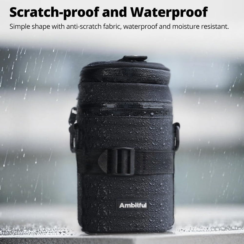 Ambitful 4.92 × 11.42 in Thick Camera Lens Pouch Case, Protection Lens bag | Water/Dust/Shock Lens Pouch for DSLR Camera Lens Compatible Below 4.92 × 11.42 in Sony, Nikon,Canon,Fujifilm,Tamron Lenses 125 × 290 mm (4.92 × 11.42 in)