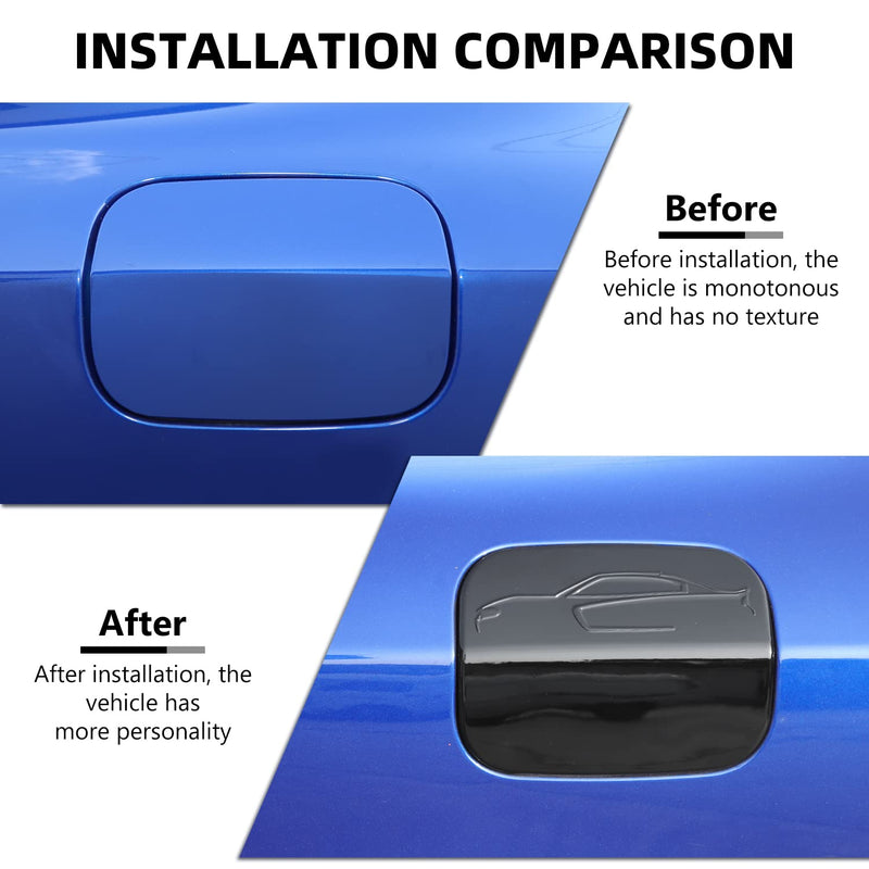 Gas Cap Cover for Charger Accessories, Fuel Filler Gas Tank Door Trim Cover Compatible with Dodge Charger 2011-2024, ABS Plastic (Black) Black