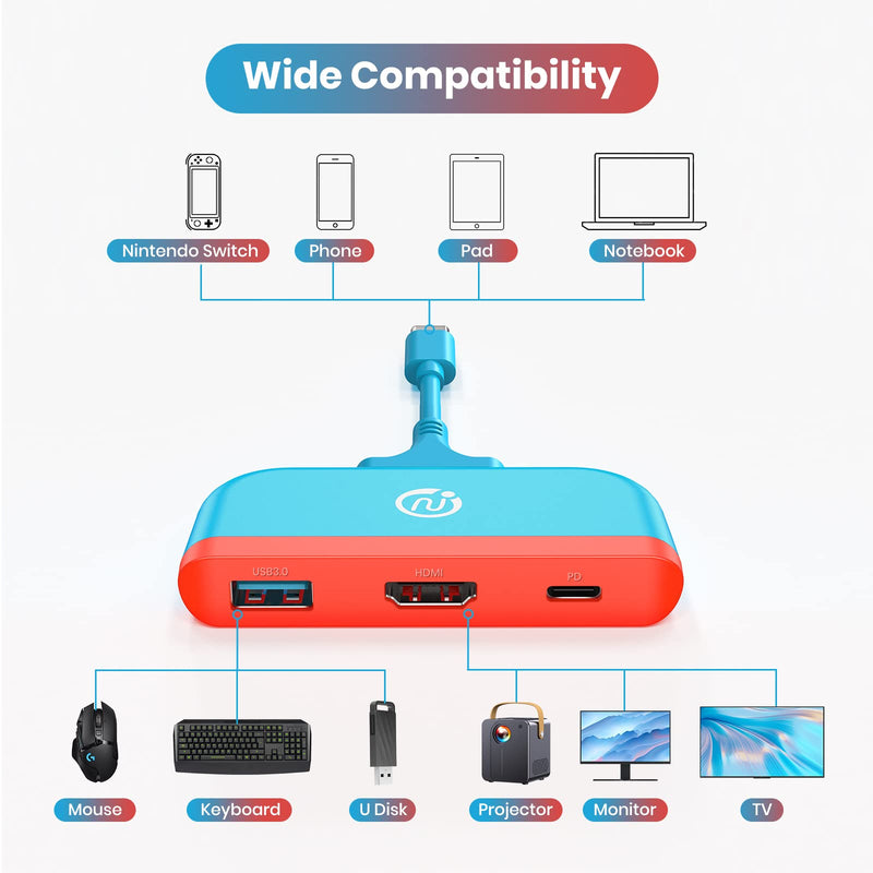 NEWDERY 2PCS Different TV Docking Stations for Nintendo Switch/Switch OLED