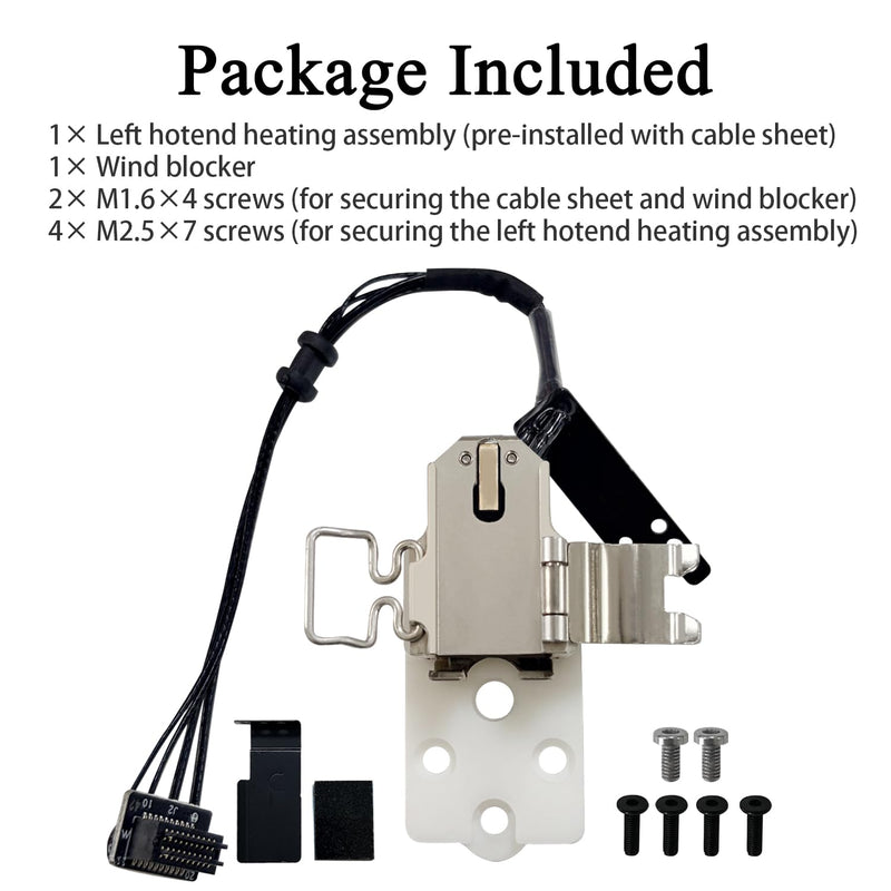 H2S Hotend Heating Assembly Kit All Metal Base Clip for H2D/H2C Left Side | Hot End Heat Assembly with Thermistor & Heater Cartridge, Ceramic Zirconia Insulated Base, 2200°C Heat-Resistant, Quick-Swap 1