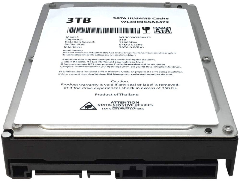 WL 3TB 7200RPM 64MB Cache SATA III 6.0Gb/s 3.5" Internal Desktop Hard Drive (For RAID, NAS, DVR, Desktop PC) w/1 Year Warranty