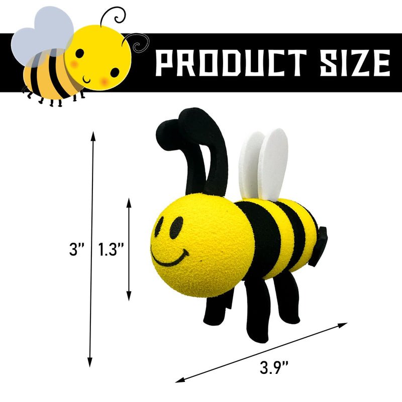 Bee Car Antenna Toppers, Automotive Roof Lovely Face Bumble Bee Antenna Balls Stickers Decor, EVA Funny Cute Honey Bee Antenna Hat for Vehicles, Universal Car Accessories (White) White Wings