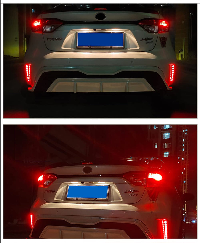 Red LED Rear Bumper Reflectors Fog Brake Tail Light Sequential Turn Signal Lamps Accessories Kit For 2020 2021 2022 2023 Toyota Corolla L LE SE (Rear Fog Light) Rear Fog Light