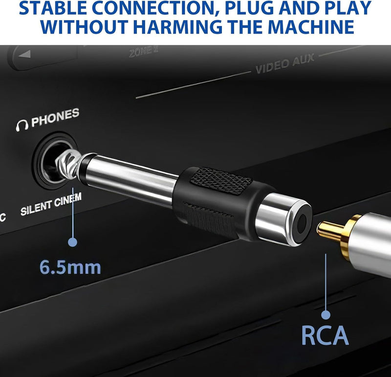 8 Pack RCA to 1/4 Adapter, 6.35mm Mono TS Plug Male to RCA Female Connector Adapter for Amplifiers Speakers Mixers Home Theater AV Receiver Guitar Audio Cable Equipment