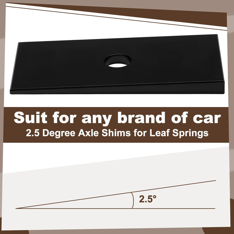 2 Pcs 2.5 Degree Angle Correction Suspension Axle Shims for Leaf Springs Pinion Angle Shims Pinion Wedges, Black